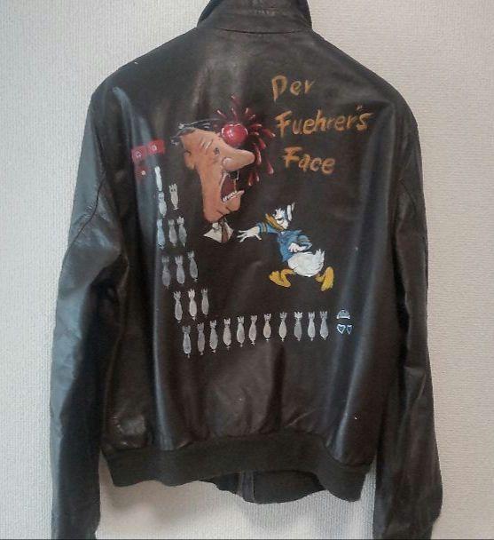 Vintage Flight Apparel A2 Jacket Genuine Leather Size 42 Donald Duck Print