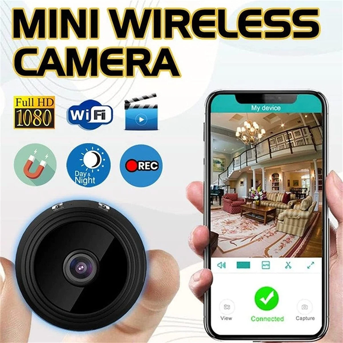 Camtrix Magnetic Mini Security Camera,Mini 1080p HD Wireless