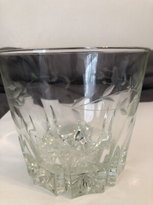 Crystal Clear Biel With Etched Flower / Vine Design 6  Round 5.5  High