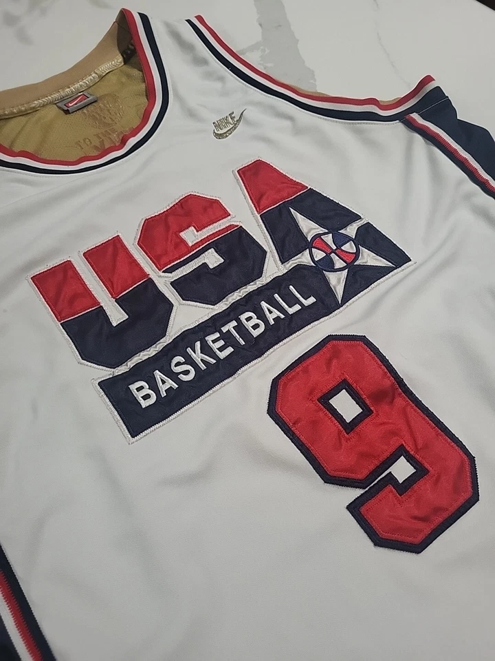 Camiseta deportiva cosida blanca vintage Nike USA baloncesto Michael Jordan Dream Team talla L Foto 3 de 4