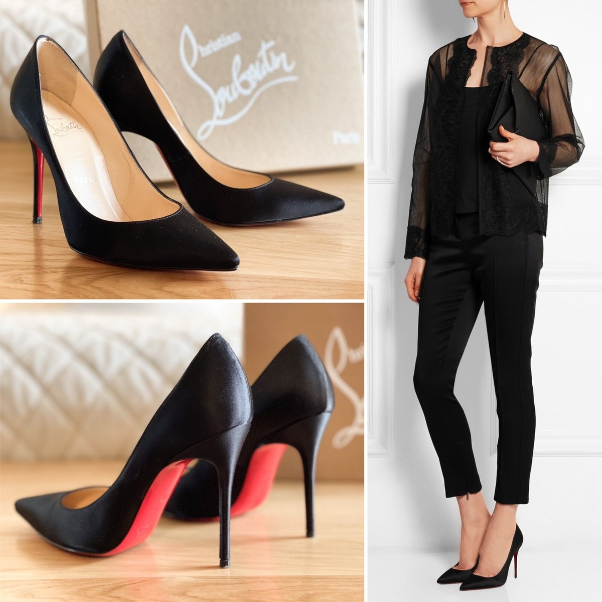 Christian Louboutin Heels Pointed Toe Décolleté 100 Satin Christian Louboutin Heels Pointed Toe Décolleté 100 Satin