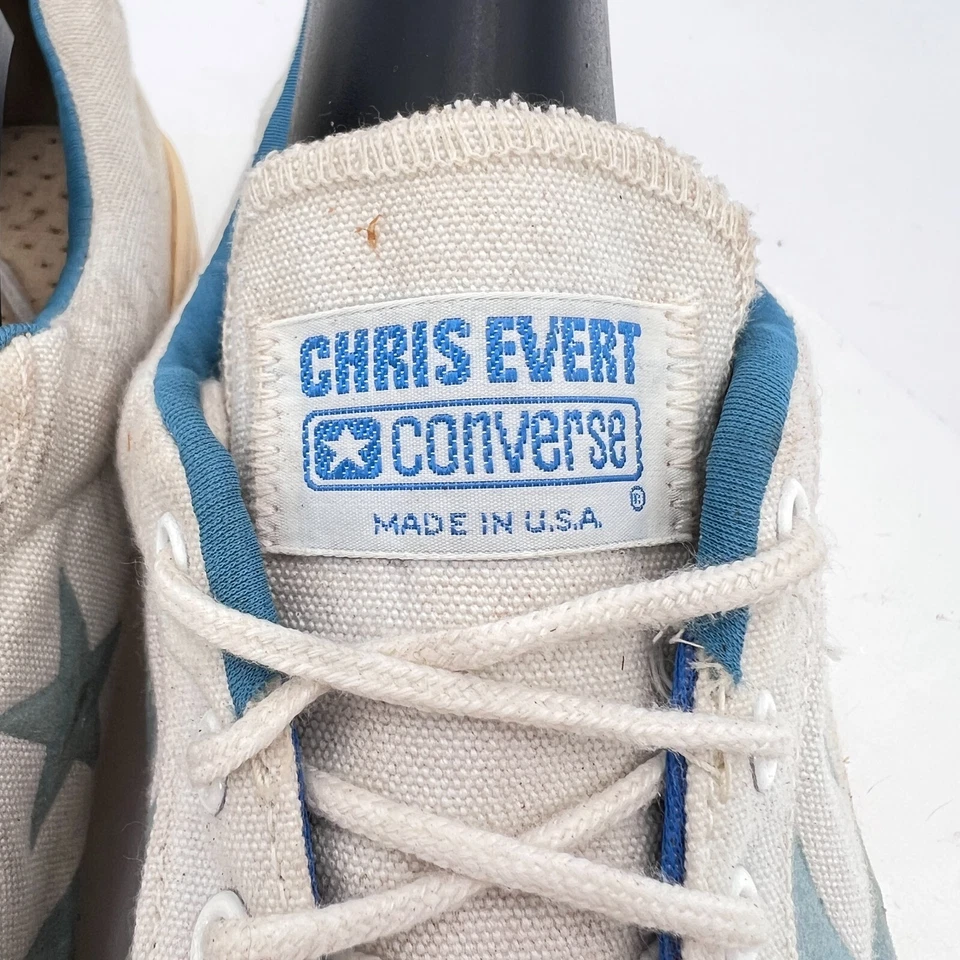 Винтажные женские тренировочные кроссовки Converse One Star Chris Evert размер 9 белые синие - Изображение 4 из 4