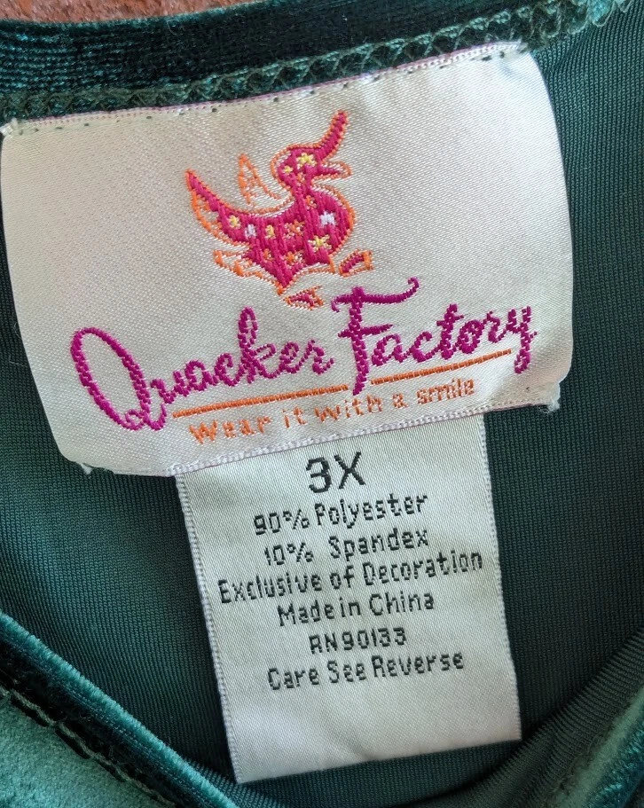 Camiseta sin mangas de terciopelo Quacker Factory para mujer 3X lentejuelas vacaciones verde profundo caprichoso Foto 3 de 4