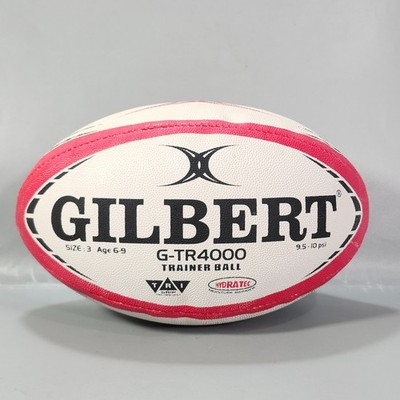 Gilbert Youth Sport Rugby Trainer Ball G-TR4000 Sz 3 Age 6-9 Red White Tri Grip