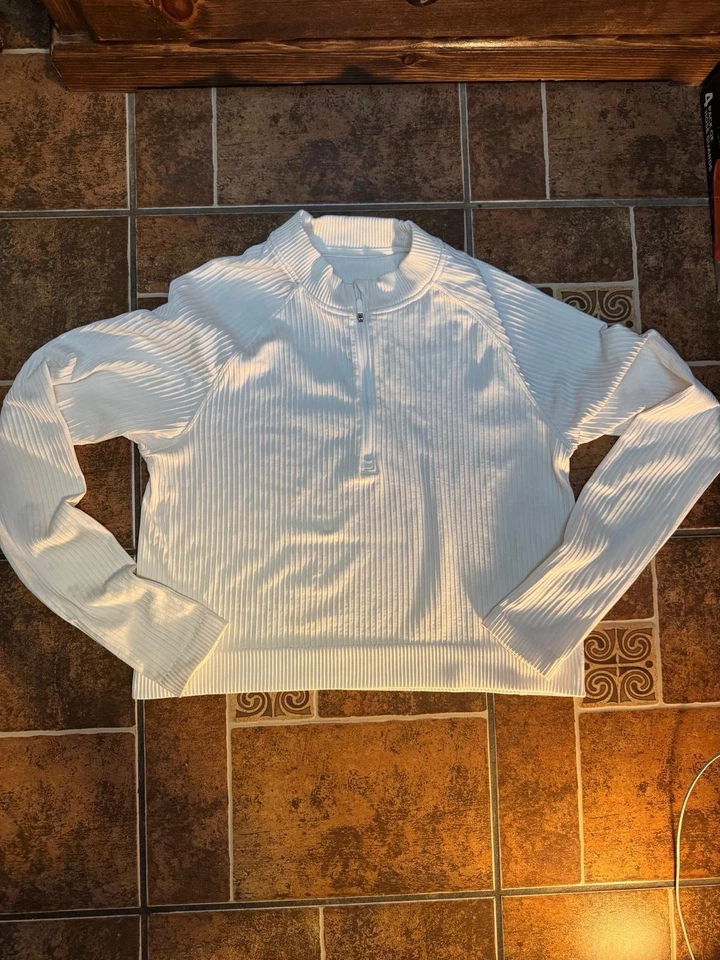 lululemon Rest Less Cropped Half Zip Long Sleeve White - Image 2 of 4