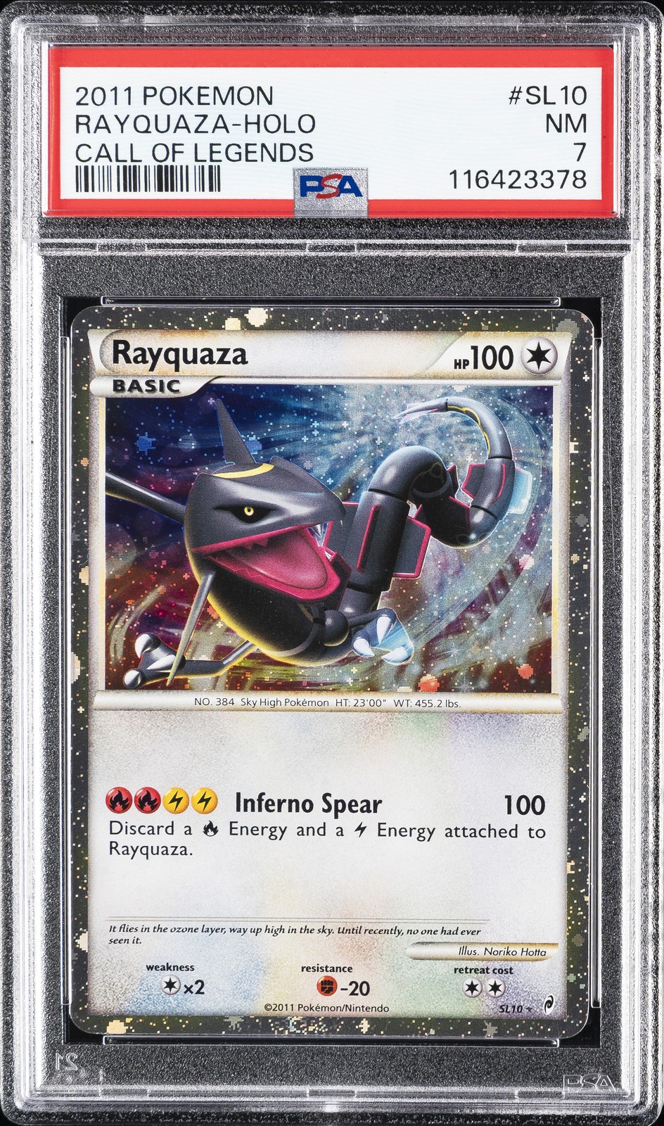 2011 POKEMON CALL OF LEGENDS #SL10 RAYQUAZA-HOLO PSA 7
