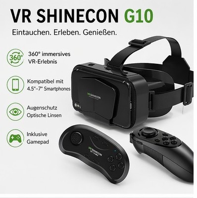 VR SHINECON G10 3D VR Brille + Gamepad für iOS & Android 4.5 7 Zoll