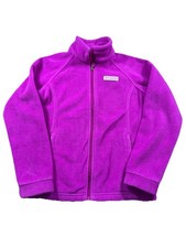 Columbia Girls Fleece Jacket Youth Medium Purple Full Zip Lightweight