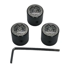 3Pack Metal Electric Guitar Volume Tone Control Dome Knobs Potentiometer Caps j