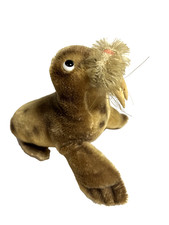 Vintage STEIFF Mohair Walrus Named Paddy, with Button No Tag 6 in high