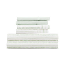 New Kaycie Gray 6-Pc. Microfiber Sheet Set,Dashed Stripe Bundle King Size Green