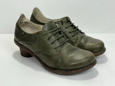 El Naturalista Womens Green Leather Lace Up Ankle Boots Heeled EU 41 Heels - Image 1 of 4