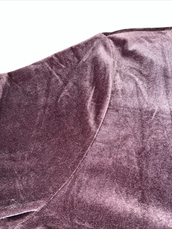Women’s 2xl Long Sleeve Velvet Button Down Tunic Or Short Dress. Purple - Image 3 of 4