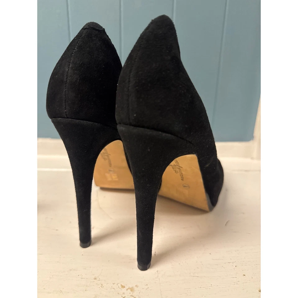 Chinese Laundry Muse Black Suede Leather Platform Stiletto High Heel Pumps 11 - Image 4 of 4