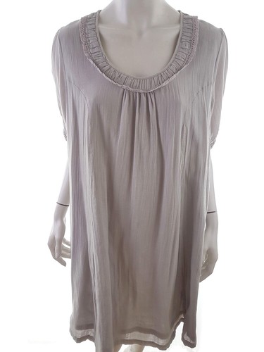 CELLBES Größe 50/52 Grau Knielang Shift Kleid Baumwolle 100% Kurzarm