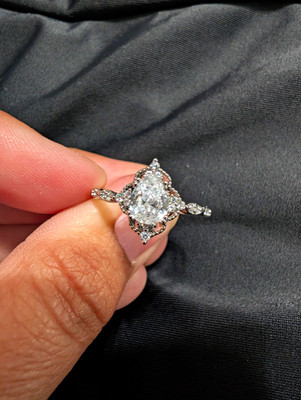 Marquise Sterling Silver Size 10 Engagement Ring with Cubic Zirconia