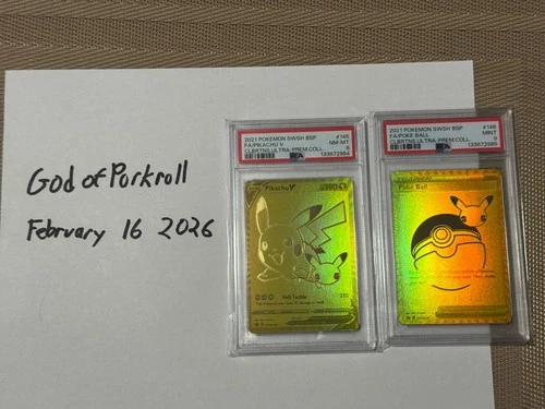 POKEMON PIKACHU V #145 & POKE BALL #146 CELEBRATIONS UPC PSA 8 & 9 SEQUENTIAL