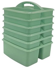 Eucalyptus Green Portable Plastic Storage Caddy 6-Pack for Classrooms, Kids
