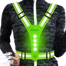 8 LED Running Reflective Gear Rechargeable Adjustable Running Lights Vest Safety