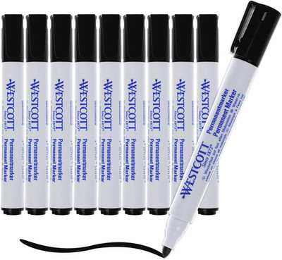 Permanent Marker 10 Stück Schwarz | 10er Vorteilspack wasserfeste Marker Stifte