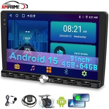 9 Zoll Android 15 Carplay Autoradio Bluetooth GPS Navi 8-Kern 4+64G 2 DIN Kamera
