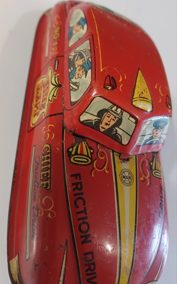 "CHIEF DE BOMBEROS SÚPER RARO - 7"" MARX CHIEF FRICTION DRIVE - DEPARTAMENTO DE BOMBEROS NO. 1 Foto 2 de 4