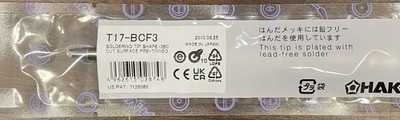 Hakko T17-BCF3 Soldering Tip, Bevel, N2, 3mm x 3.3 mm (45° Angle) x 10mm, Tinned