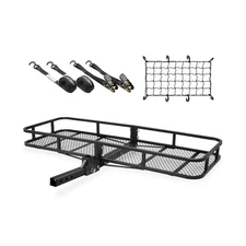 ARKSEN 60 x 23 x 5.5 Inch Folding Hitch Cargo Carrier with Cargo Net, 2 Ratch...