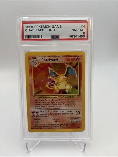 CHARIZARD PSA 8 1999 POKEMON SET UNLIMITED #4/102 RARE HOLO 446