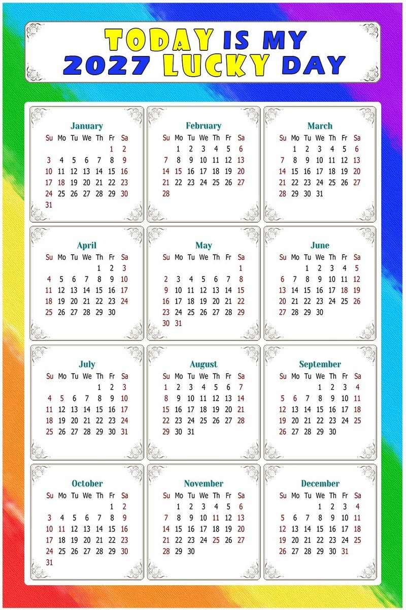 YMSK Calendar カレンダー 2027 Magnetic Calendar - Today is my Lucky Day - v043 7 x 10.5 | eBay
