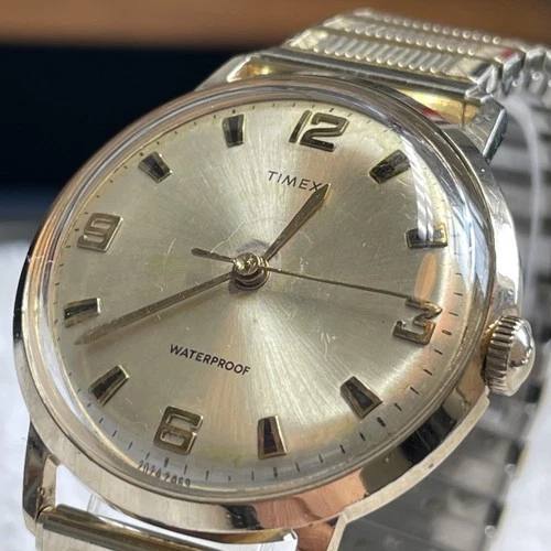 Vintage 1969 Timex Marlin Gold Tone Mechanical Watch 2024 2469 Running