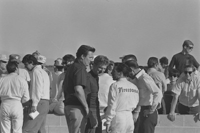 Mario Andretti in conversation with team members Can Am 1966 Old Photo
