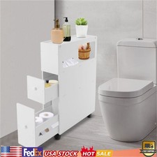 Bathroom Storage Cabinet Slim Toilet Paper Storage Shelves White Load Max 50kg
