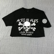 Las Vegas Aces and Ales Shirt Women Small Black Skull Crossbones Bar Crop Tee