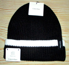 MENS CALVIN KLEIN FLEECE LINED BLACK BEANIE HAT ONE SIZE
