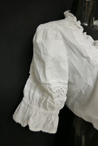 Gr.48 Dirndlbluse weiß Bluse für Dirndl Country Line mit Spitze Rüschen B11204 - Bild 3 von 4