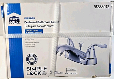 Project Source Webber 4-in Centerset 2-Handle Faucet   Chrome   NEW   5288075