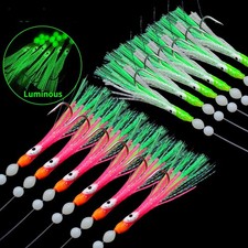 5/10Pack Sabiki Fishing Rigs Baits Soft Octopus Lure Luminous String Hook