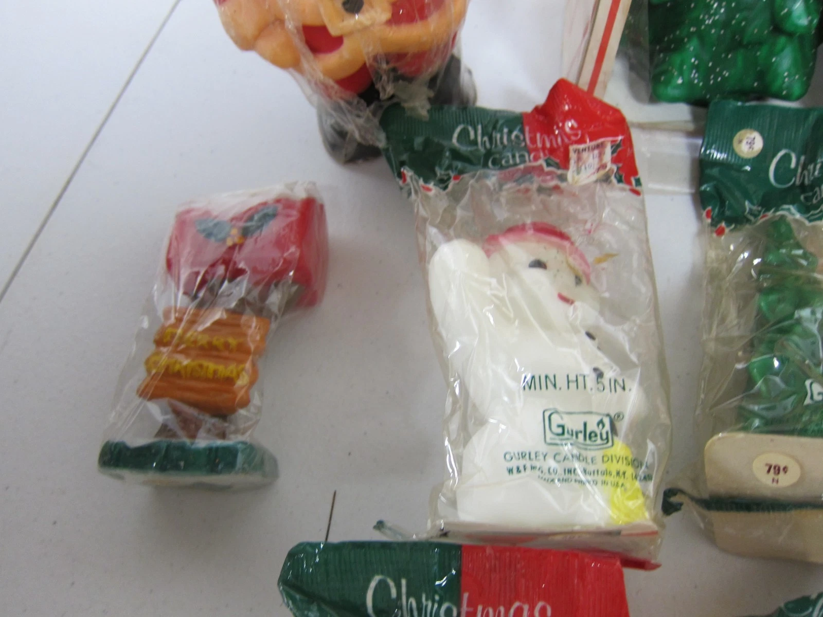 Vintage Gurley Novelty Christmas Candles Snowman Santa Angel Trees Lot of 14 image 4