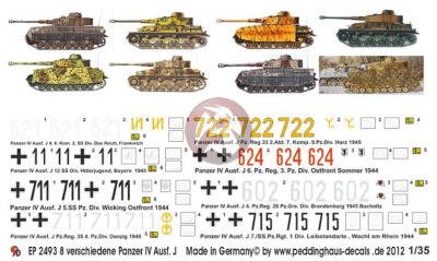 Peddinghaus 1 35 Panzer IV Ausf J Tank Markings 1944 1945 WWII 8 Tanks peddinghaus-1-35-panzer-iv-ausf-j-tank-markings-1944-1945-wwii-8-tanks