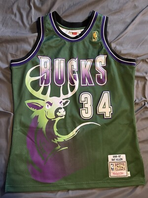 100% Authentic 1996 97 Milwaukee Bucks Ray Allen Mitchell