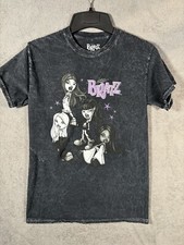 BRATZ Shirt Womens Small Black Gray Graphic Tee Acid Wash T-Shirt Short Sleeve