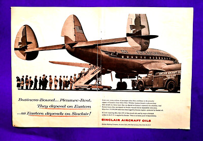 Eastern Airlines Ad 1955 Lockheed Constellation SINCLAIR OIL  2 page 16 1/2