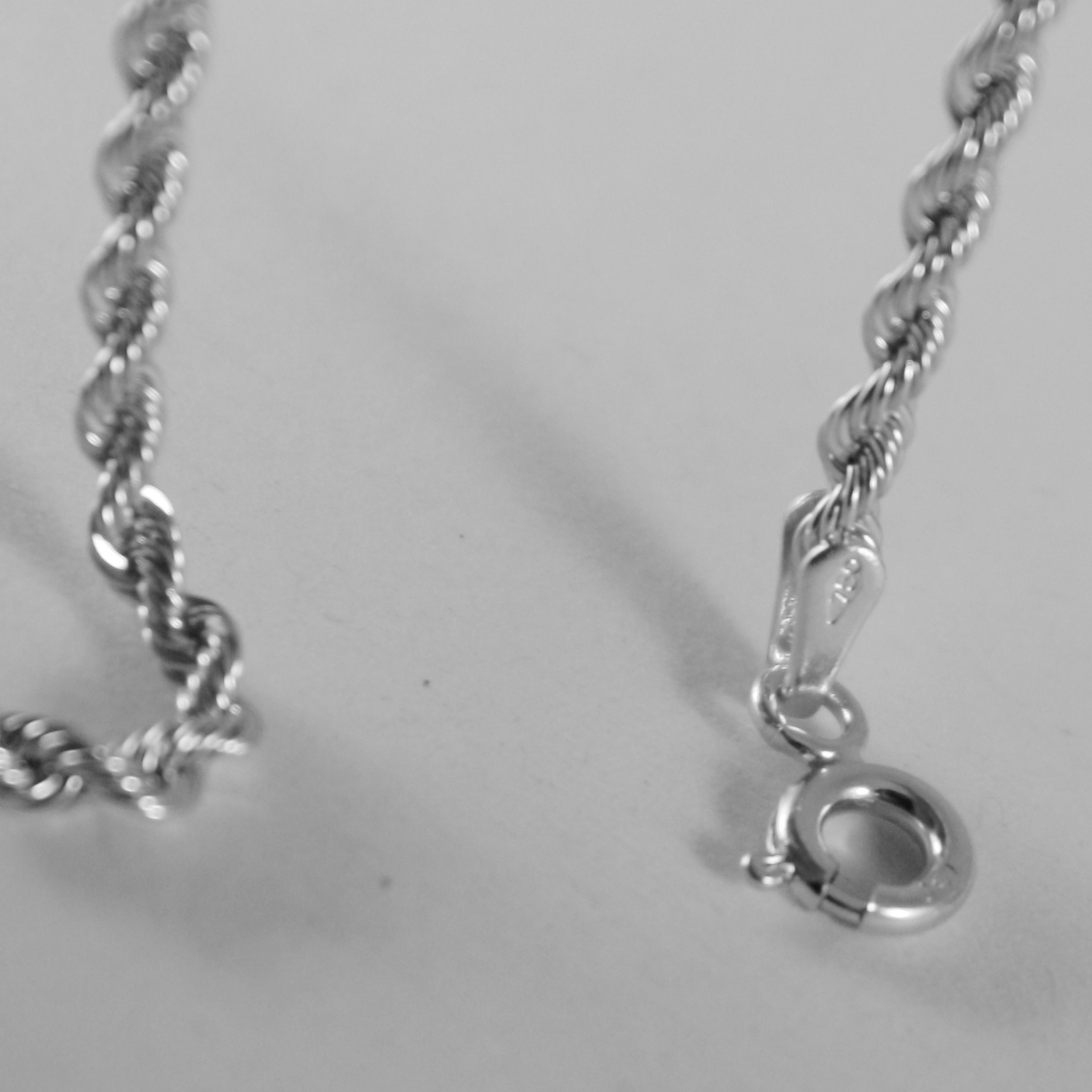 18K WHITE GOLD CHAIN NECKLACE BRAID ROPE LINK 23.62 INCHES, 2.2mm MADE