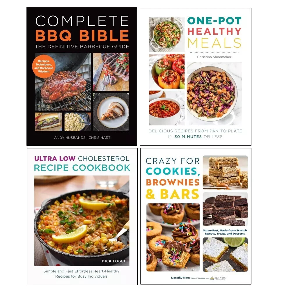 Complete BBQ BIBLE,One Pot Healthy,Ultra Low Cholesterol,Crazy Cookies 4 Books - Image 3