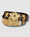 $495 Versace Men Black Gold Medusa Buckle Reversible Baroque Leather Belt 32/80