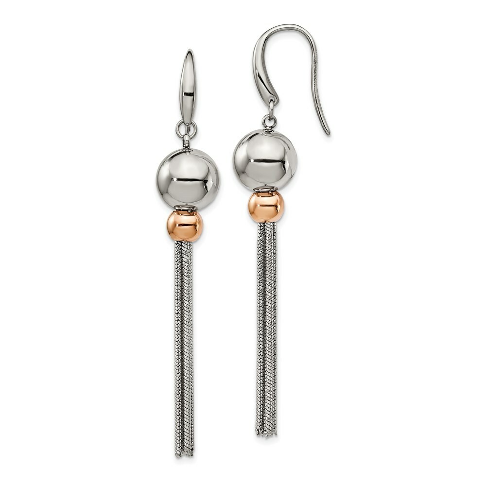 Серьги-мотанки с полированным розовым IP-покрытием Shepherd Hook из нержавеющей стали 8790₽