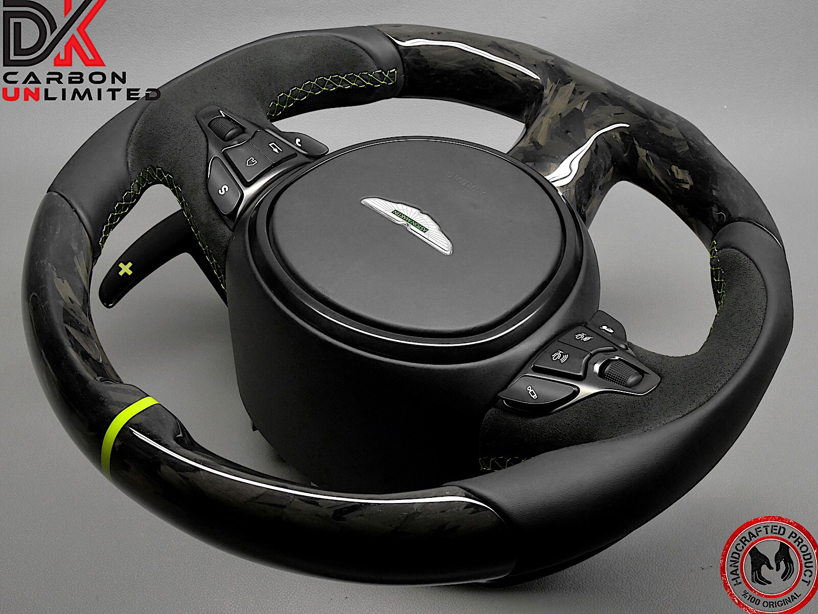 Aston Martin DBS DB11 Vantage AMR Green Ring Gloss Forged Carbon Steering Wheel