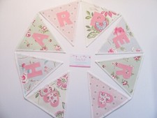 Personalised Bunting Custom made Girl's Name Banner Fabric Garland New Baby Gift