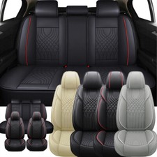 Luxury Leather Car Seat Covers Protector Front Rear Full Set Cushion 25-seaters
